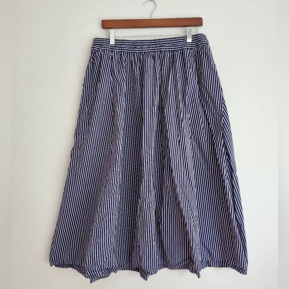 A New Day blue and gray stripe elastic band skirt women's size large - Picture 1 of 5